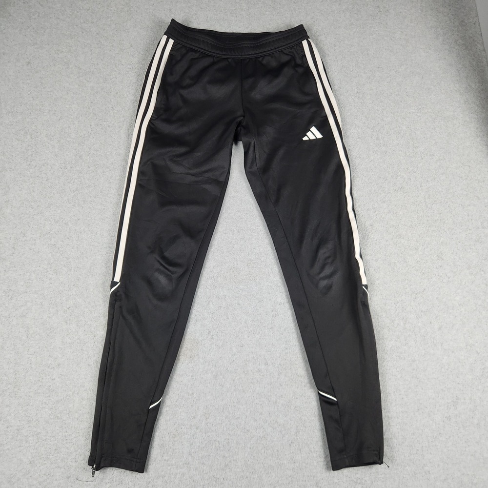 Adidas Track Pants Womens XS Black Tiro Aeroready 3 Stripes Tapered Ankle Zip